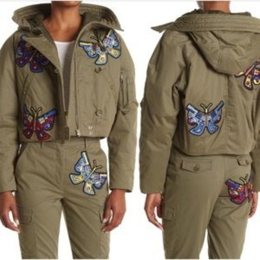 Jeremy Scott | Butterfly Patch Hooded Crop Jacket